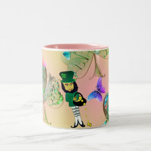 Caneca De Café Em Dois Tons "Tenham uma Rua Feliz." Leprechaun Shamrocks de Pa