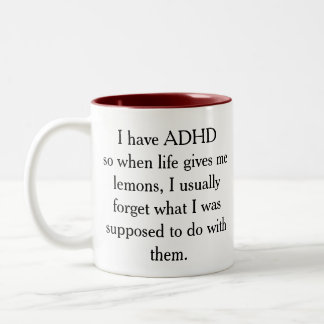 Caneca De Café Em Dois Tons Tenho citação engraçada do ADHD