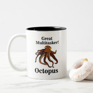 Caneca De Café Em Dois Tons Tentáculos de polvo Multitarefa Criaturas Marinhas