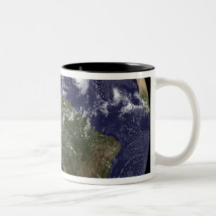 Caneca De Café Em Dois Tons Terra cheio mostrando a América do Norte 2