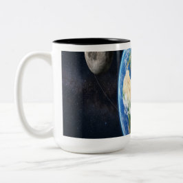 Caneca De Café Em Dois Tons Terra com Dois Luas