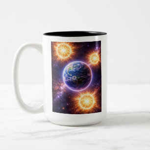 Caneca De Café Em Dois Tons Terra com Três Sóis
