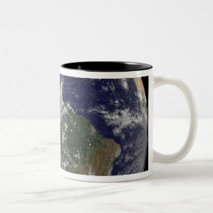 Caneca De Café Em Dois Tons Terra completa que mostra America do Norte e Amer