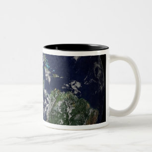 Caneca De Café Em Dois Tons Terra completa que mostra o norte e a Ámérica do