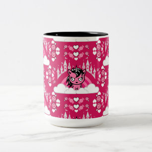 Caneca De Café Em Dois Tons Terra E Castelo De Unicórnio Rosa E Bonita