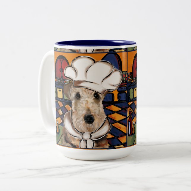 CANECA DE CAFÉ EM DOIS TONS TERRIER AIREDALE        (Frente Esquerda)