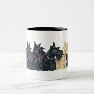 Caneca De Café Em Dois Tons Terriers Escoceses Pretos e Trigo