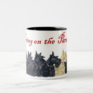 Caneca De Café Em Dois Tons Terriers Escoceses Pretos e Trigos