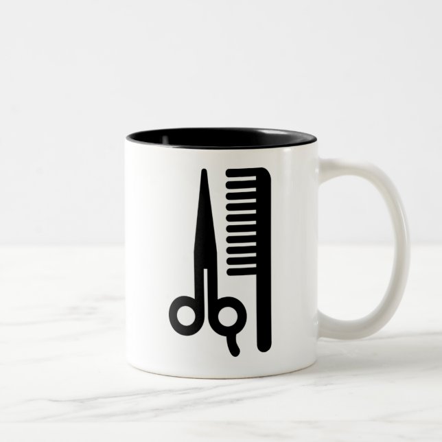 Caneca De Café Em Dois Tons Tesouras e pente (Direita)