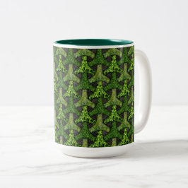 Caneca De Café Em Dois Tons Tesselação geométrica do musgo de bisamão