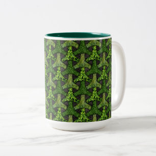 Caneca De Café Em Dois Tons Tesselação geométrica do musgo de bisamão