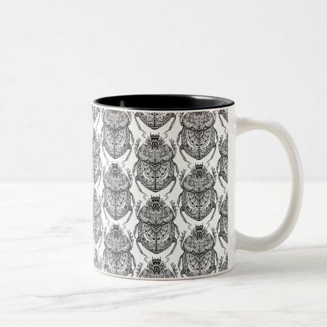 Caneca De Café Em Dois Tons Teste padrão com Doodle da mão (Direita)