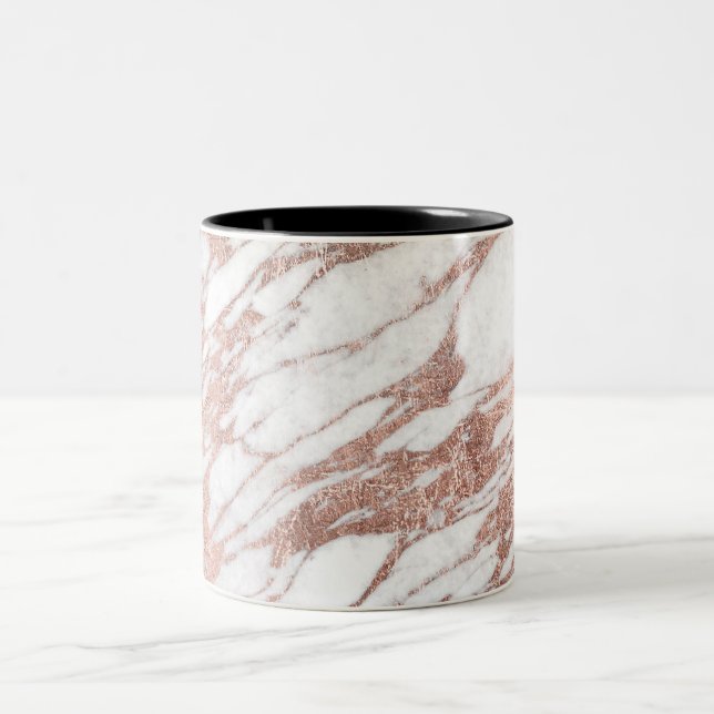 Caneca De Café Em Dois Tons Teste padrão de mármore Dourado branco e (Centro)