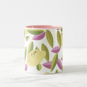 Caneca De Café Em Dois Tons Teste padrão do limão do estilo do vintage