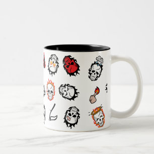 Caneca De Café Em Dois Tons Teste padrão do pelotão   Diablo Emoji do suicí