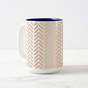 Caneca De Café Em Dois Tons Teste padrão Dourado cor-de-rosa de Chevron no