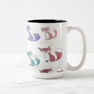Caneca De Café Em Dois Tons Teste padrão Funky das raposas
