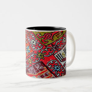 Caneca De Café Em Dois Tons Teste padrão persa, turco oriental, tapete