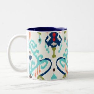 Caneca De Café Em Dois Tons Teste padrão tribal do ikat moderno chique dos