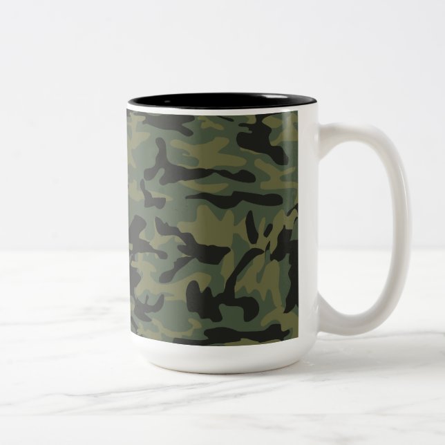 Caneca De Café Em Dois Tons Teste padrão verde do camo (Direita)