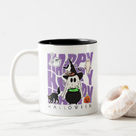 Caneca De Café Em Dois Tons Testemunhar Divertido | Feliz Halloween Magic & Mi
