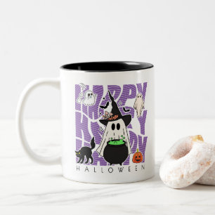Caneca De Café Em Dois Tons Testemunhar Divertido Feliz Halloween Magic & Mi