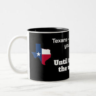 Caneca De Café Em Dois Tons Texanos - pessoas mais amigáveis...até atrás do vo