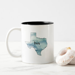 Caneca De Café Em Dois Tons Texas State Map Watercolor