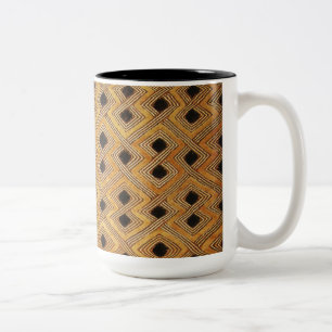 Caneca De Café Em Dois Tons Têxtil Africano Zaire Congo Kuba
