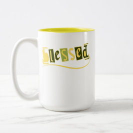 Caneca De Café Em Dois Tons Texto ''Abençoado'' Chique