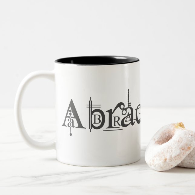 Caneca De Café Em Dois Tons Texto Abracadabra (Com Donut)