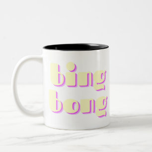 CANECA DE CAFÉ EM DOIS TONS TEXTO COLORIDO BING BONG