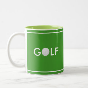 Caneca De Café Em Dois Tons Texto da Bola de Golfe sobre Verde