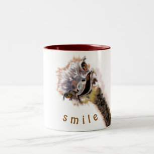 Caneca De Café Em Dois Tons Texto de Cores Personalizadas Mug - avestruz Feliz