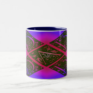 Caneca De Café Em Dois Tons Texto do Rico Pai púrpura e azul