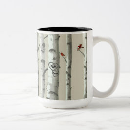 Caneca De Café Em Dois Tons Texto feito sob encomenda corações cinzelados em