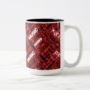 Caneca De Café Em Dois Tons Texto musical Red Rock Pop R & B Mug