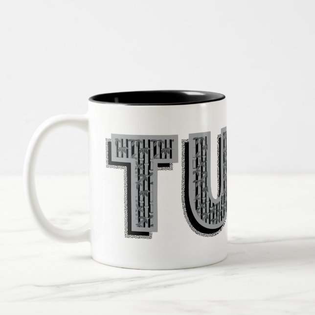 Caneca De Café Em Dois Tons Texto Padrão da Cinza Tuba (Esquerda)