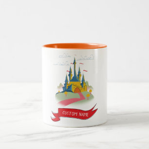 Caneca De Café Em Dois Tons Texto Personalizado do Castelo Fantasy