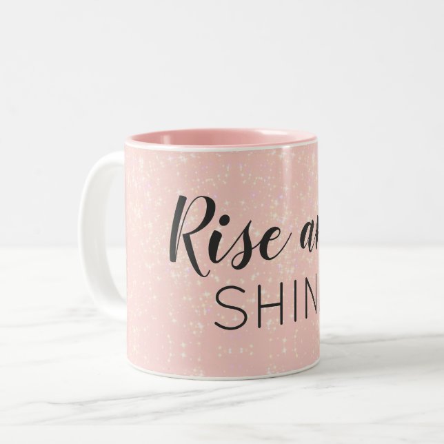 Caneca De Café Em Dois Tons Texto Personalizado em Branco e Brilhante Rosa (Frente Esquerda)