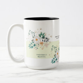 Caneca De Café Em Dois Tons Texto Personalizado Floral de Cor Clara