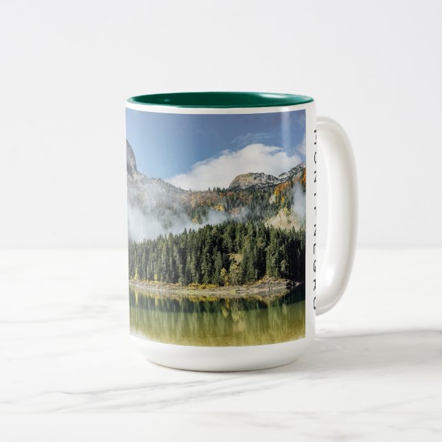 Caneca De Café Em Dois Tons Texto Personalizado Montenegro (Frente Esquerda)