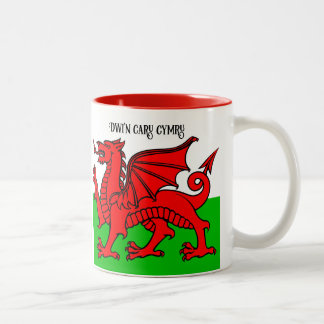 Caneca De Café Em Dois Tons Texto personalizado Sinalizador Welsh