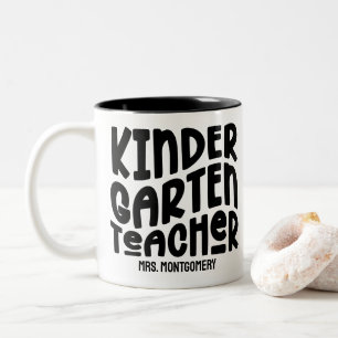 Caneca De Café Em Dois Tons Texto Preto do Professor do Jardim de Infância