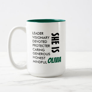 CANECA DE CAFÉ EM DOIS TONS TEXTO SIMPLES PERSONALIZADO NOME ESPOSA/MÃE PRESEN
