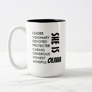 CANECA DE CAFÉ EM DOIS TONS TEXTO SIMPLES PERSONALIZADO NOME ESPOSA/MÃE PRESEN