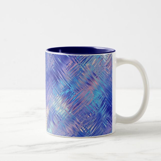 Caneca De Café Em Dois Tons Textura Azul Escrivada (Direita)