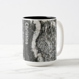 Caneca De Café Em Dois Tons Textura da rocha da geologia com algum nome