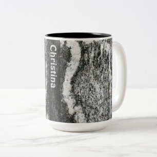 Caneca De Café Em Dois Tons Textura da rocha da geologia com algum nome