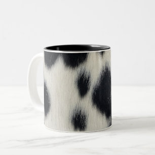 Caneca De Café Em Dois Tons textura de couro de vaca preto e branco pele anima
